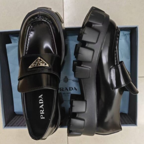 Prada Women's Shiny Black Loafers - Picture 3 of 6